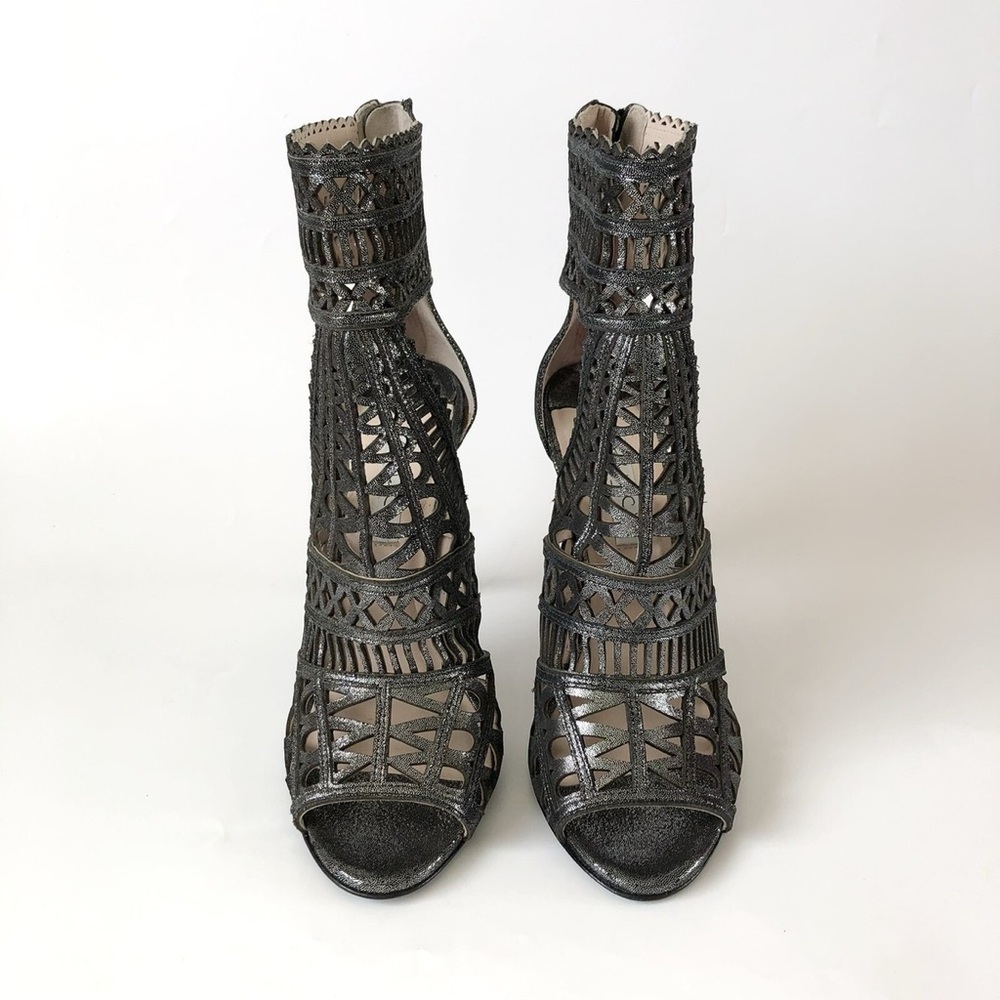 METAPHOR Women's Gladiator High Heel Sandals Spike Stiletto GUNMETAL